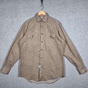 Schaefer Outfitter Western Shirt Mens Size Medium Beige Brown Long Sleeve Rugged